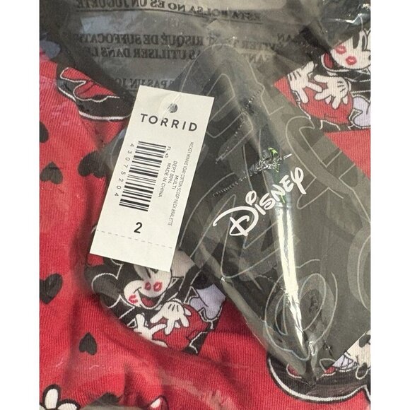 Disney +2 Logo Red/Black Mickey & Minnie Mouse Heart Graphic Cotton Bralette - Picture 6 of 6